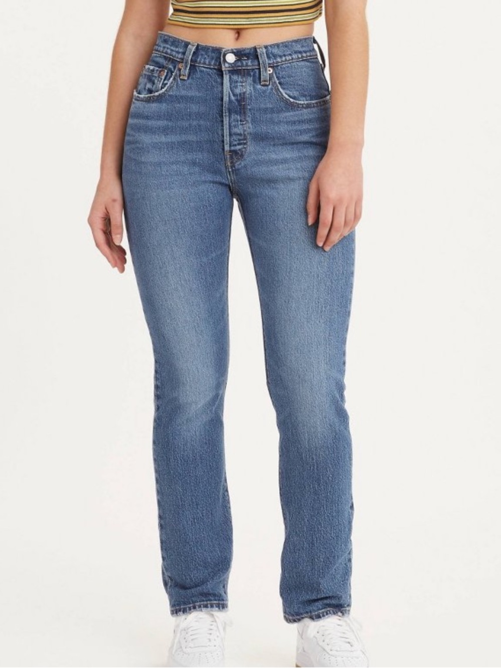 Levi's Women's High Rise 501 Straight Fit Leg JeansSalsa Blue Button Fly Size 31